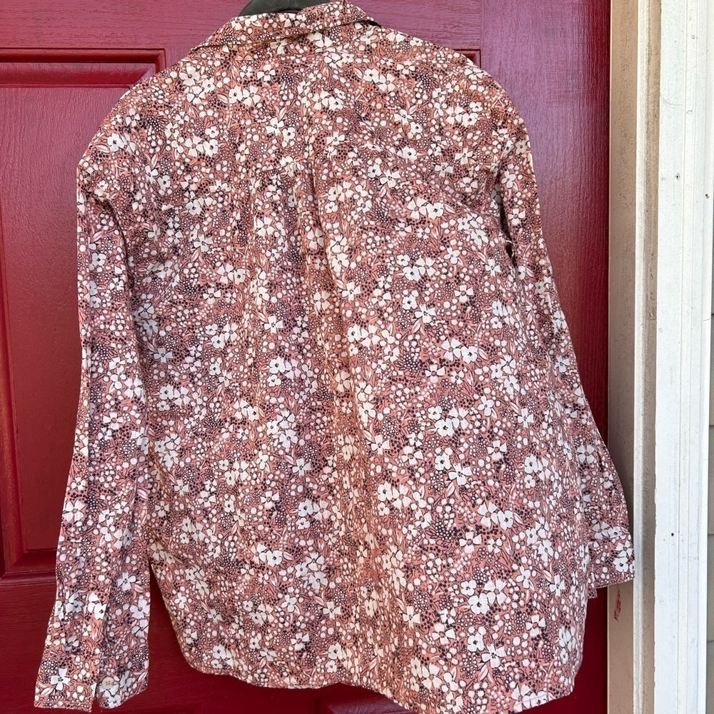 PILCRO Anthropologie Sasha Smocked boho floral Button Down Top M Cottagecore - Picture 7 of 14